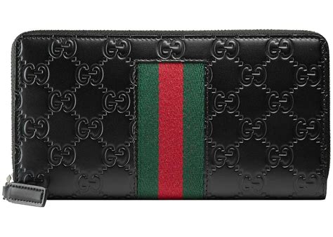 black gucci signature zipper wallet|Gucci signature zip around wallet.